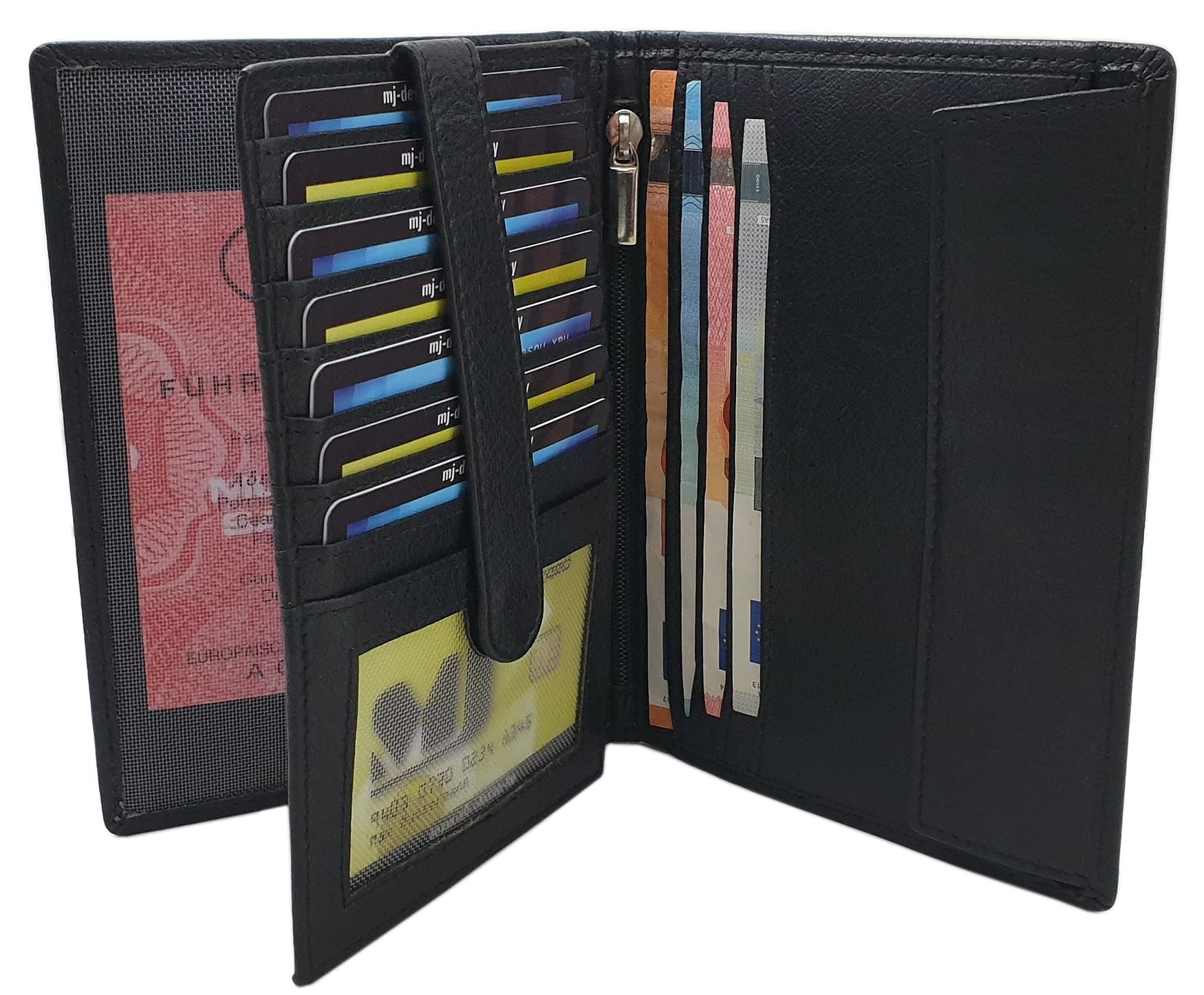 myledershop Herren Geldbörsen portafoglio uomo Nero pelle bufalo RFID NFC