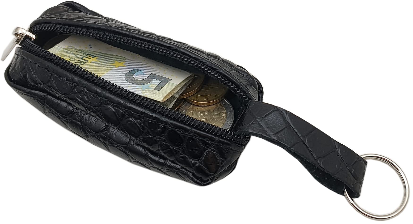 myledershop Schlüsselanhänger custodia per chiavi auto in pelle nera