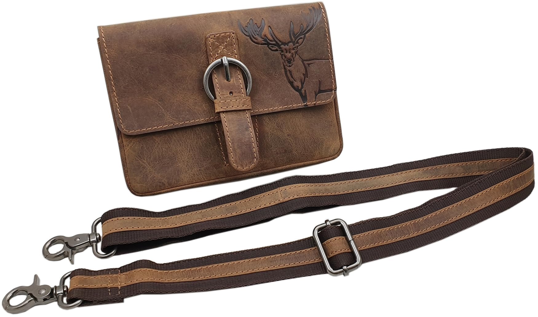 myledershop Gürtel-/Taschen borsetta verticale in pelle di bufalo marrone