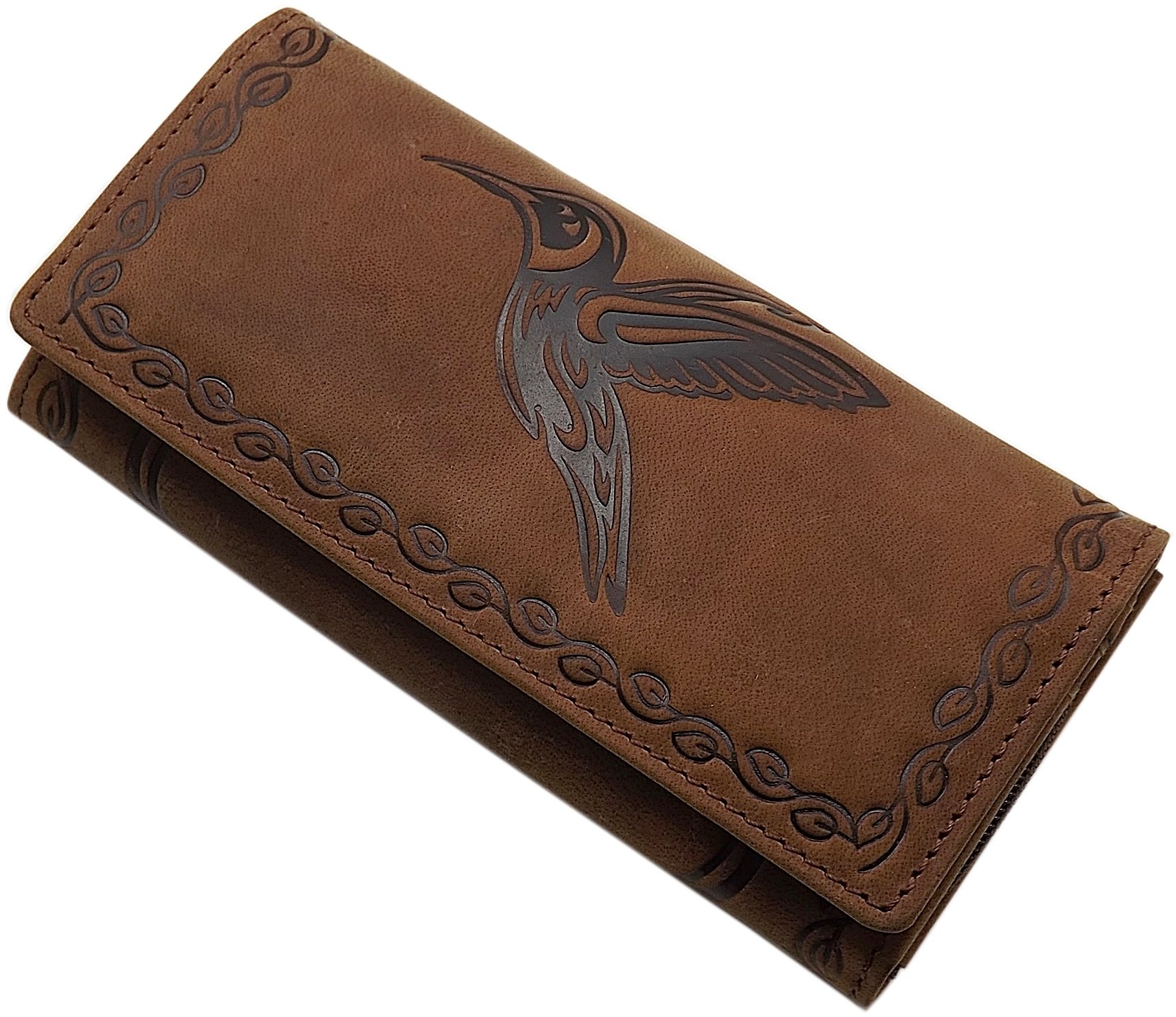 myledershop Damen Geldbörsen portafoglio grande marrone in pelle di bufalo