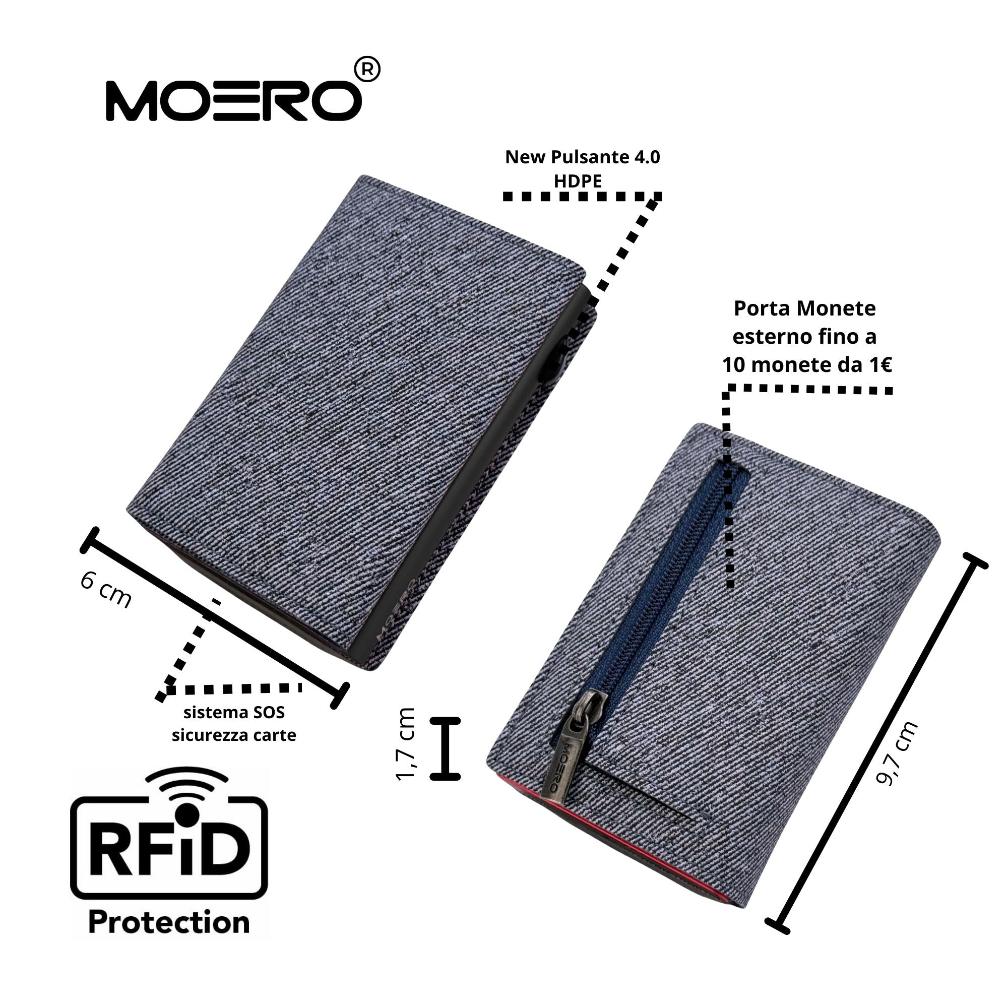 Moero Linea PRO PRO Zip Jeans portafoglio blu RFID