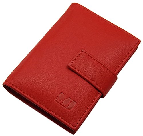 myledershop Kredit- und Visitenkartenetuis portacarte XXL 14 scomparti rosso in pelle di vitello