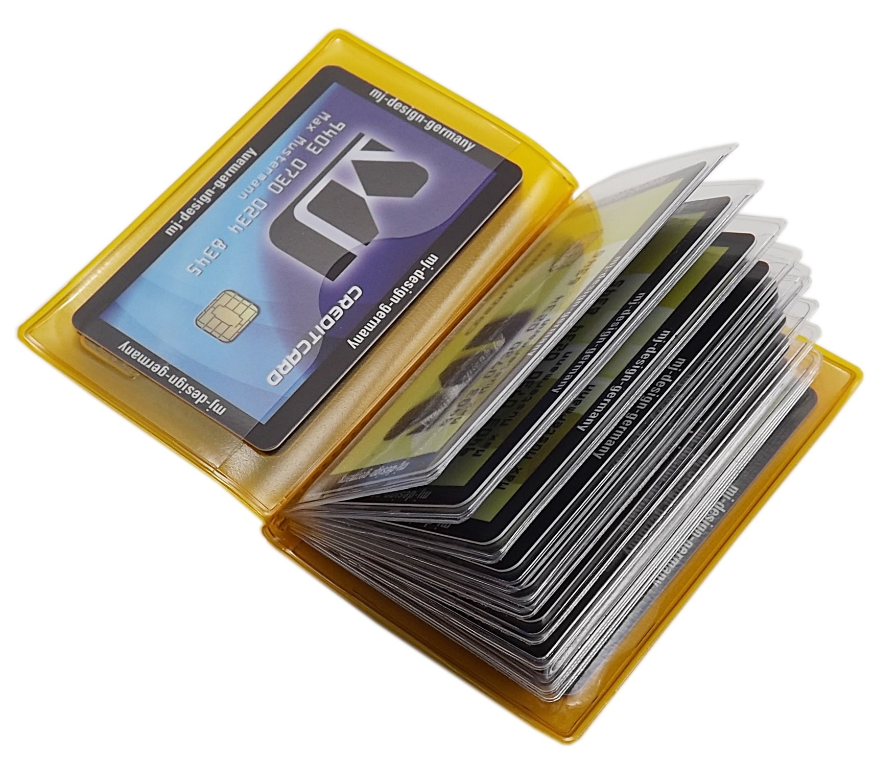myledershop Kredit- und Visitenkartenetuis MJ-Design-Germany portacarte giallo 12 scomparti