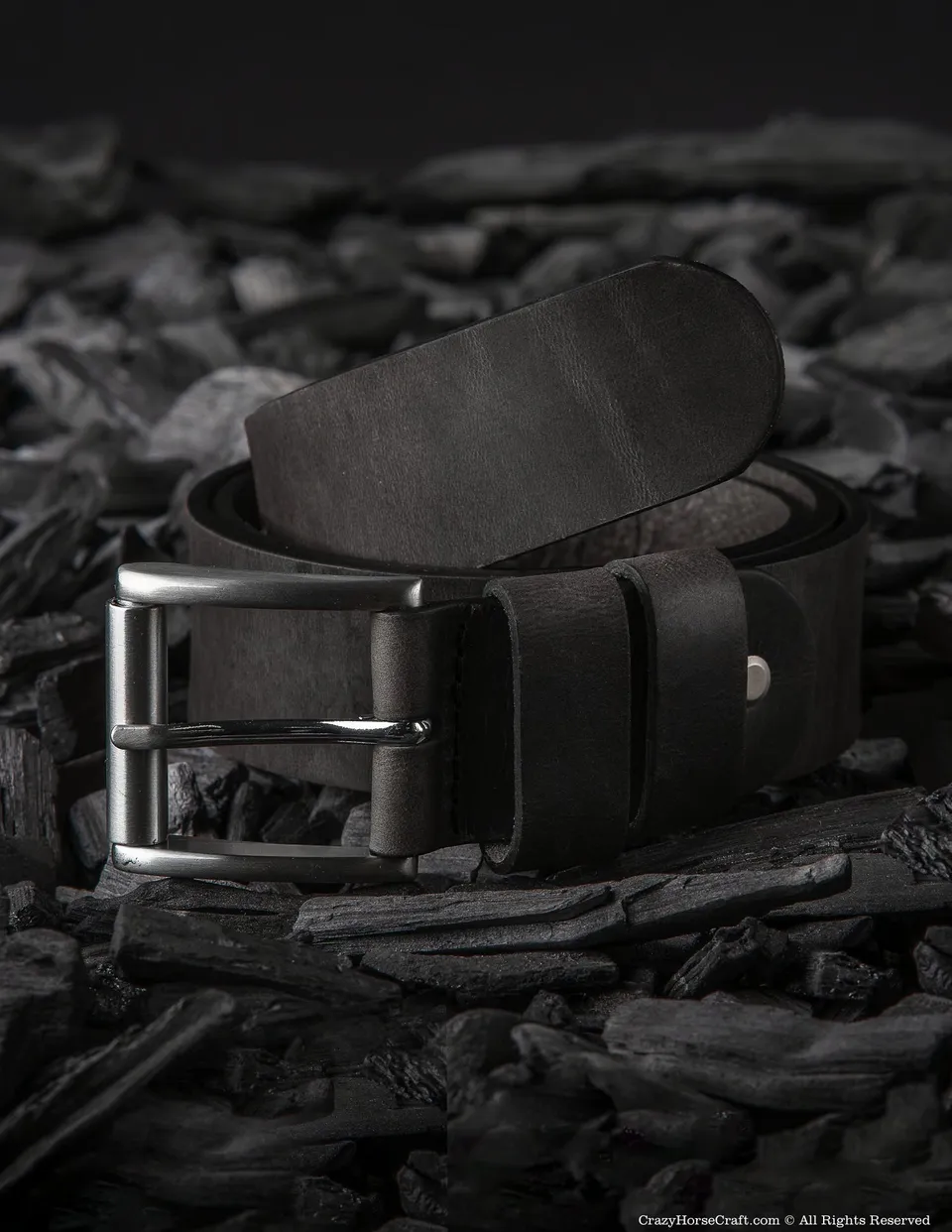 Crazy Horse Craft Belts Vegetable Tanned Leather Belt cintura nera Carbon Black
