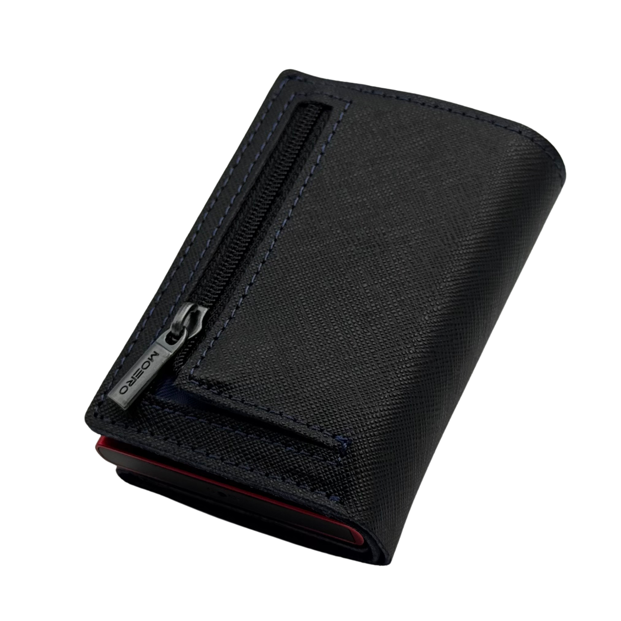 Moero Linea PRO PRO PLUS Zip Saffiano portafoglio nero blu RFID