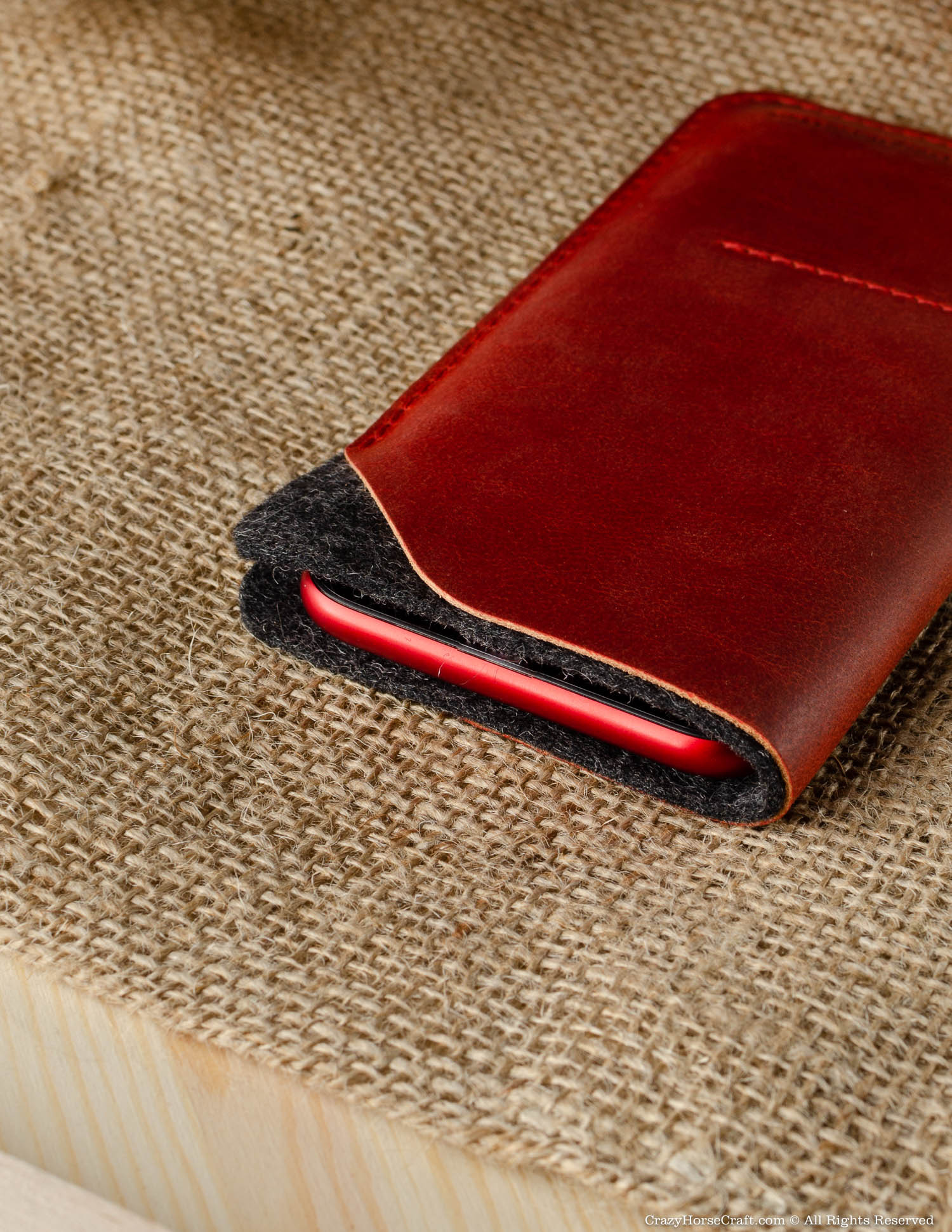 Crazy Horse Craft Phone Cases Leather Phone Case Wallet custodia iPhone Fragola Red