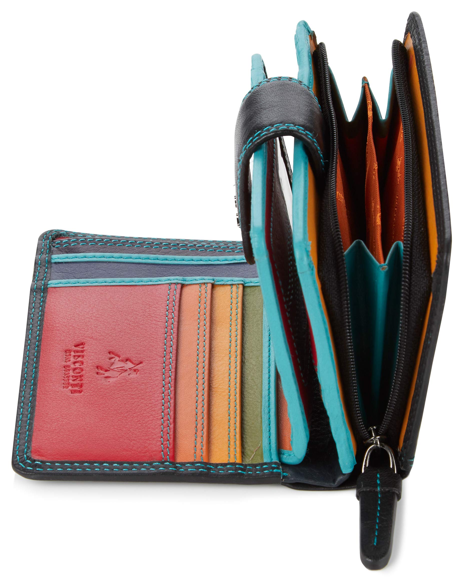 Visconti Rainbow portafoglio donna a piegatura doppia nero