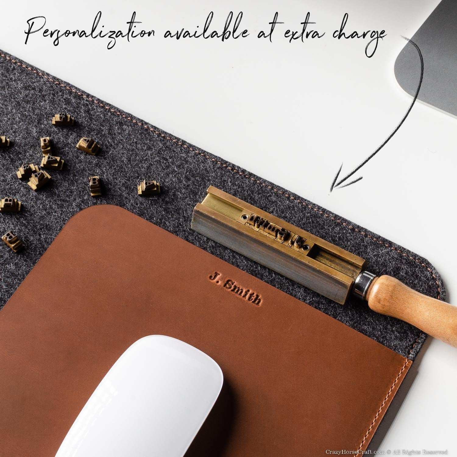 Crazy Horse Craft Desk Accessories Desk Mat sottomano in feltro e pelle Classic Brown