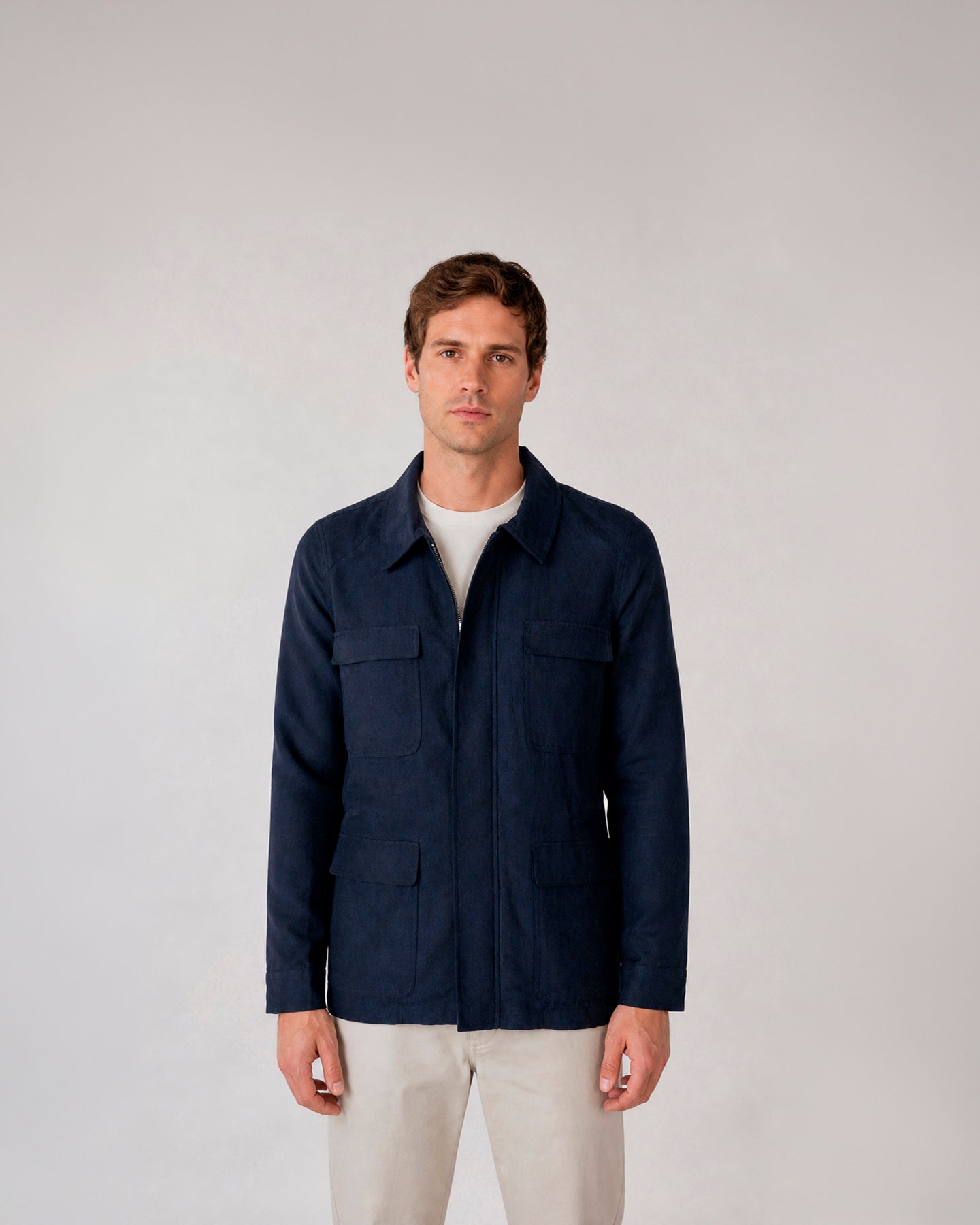Miguel Bellido Americanas, Sobrecamisas y Chaquetas Chaqueta 4 bolsillos 100% lino S azul