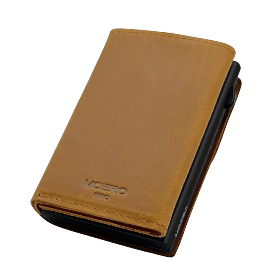 Moero Linea PRO PRO PLUS Zip Crazy Horse portafoglio Cognac RFID