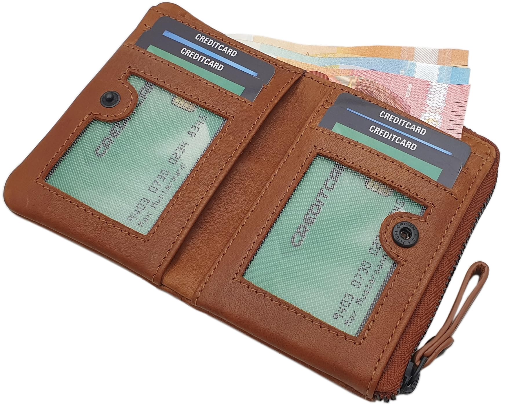 myledershop Herren Geldbörsen Portafoglio pelle bovina cognac RFID