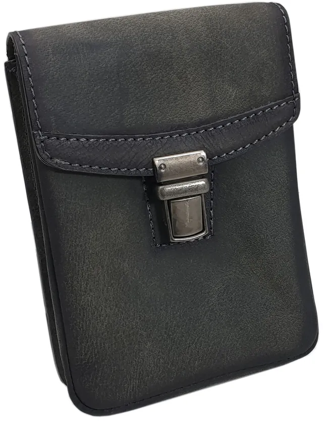 myledershop Gürtel-/Taschen Modello 1 marsupio verticale grigio vintage taglia unica in pelle di bufalo