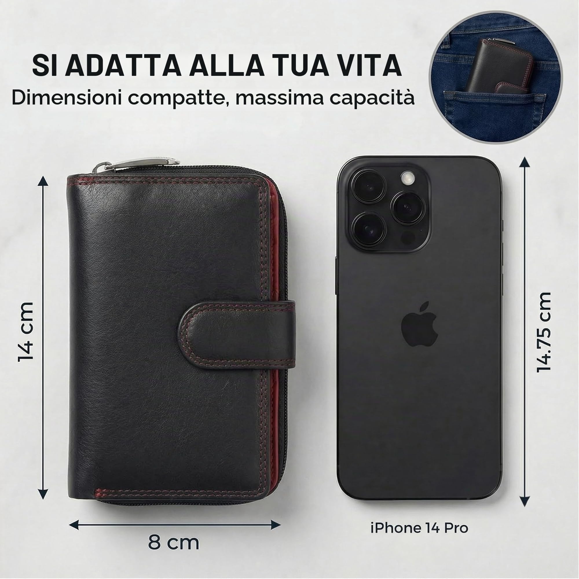 Visconti Colorado Portafoglio Donna Vera Pelle con protezione RFID Nero/Rosso