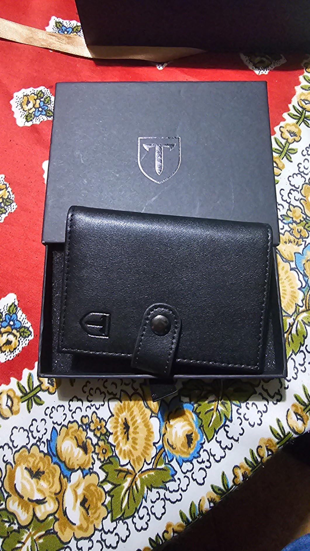 TENBST Card Holder portafoglio uomo slim nero RFID con portamonete