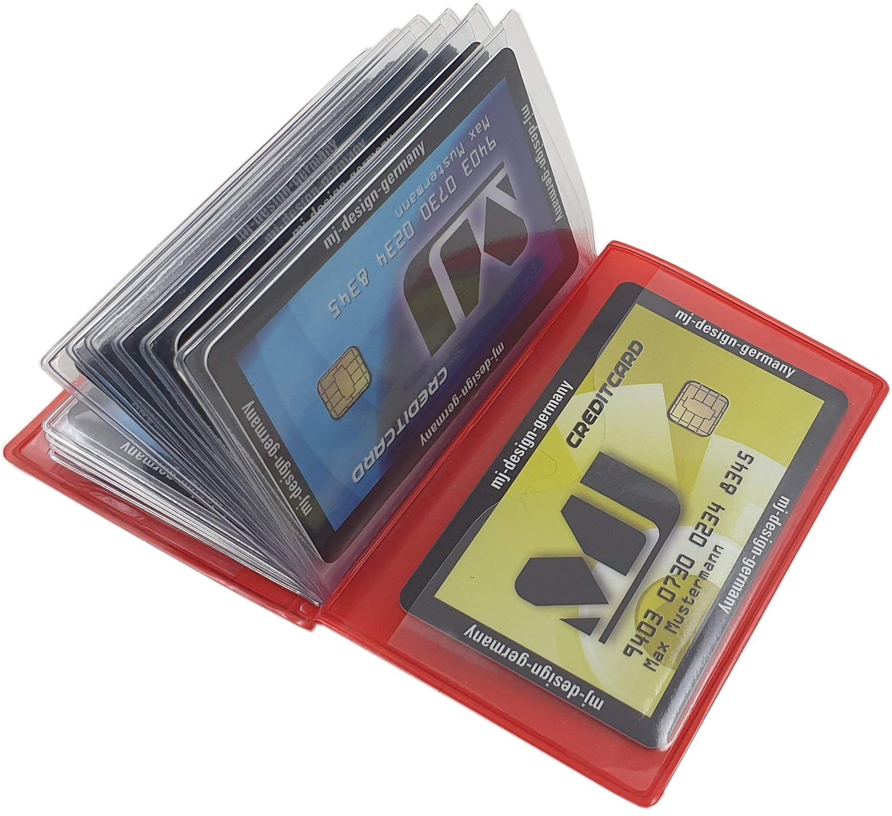 myledershop Kredit- und Visitenkartenetuis porta carte rosso 12 scomparti