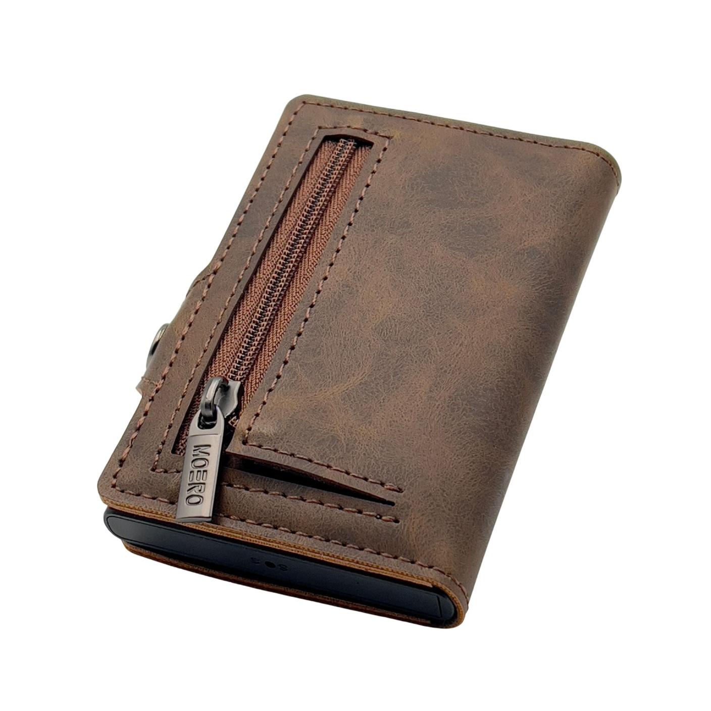 Moero Linea Classic Classic Zip Vintage portafoglio marrone RFID