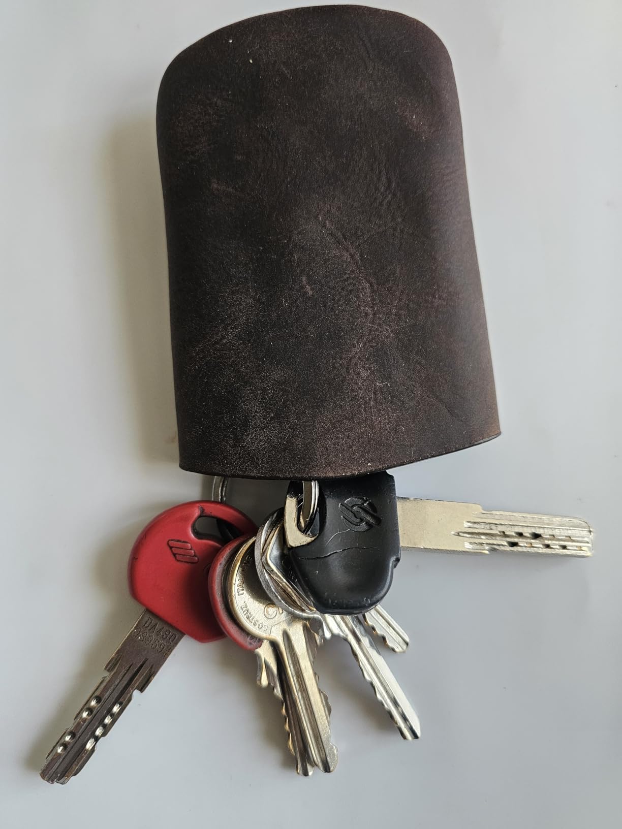 myledershop Schlüsseltaschen Sacchetto chiave in pelle di bufalo Cognac portachiavi con tasca