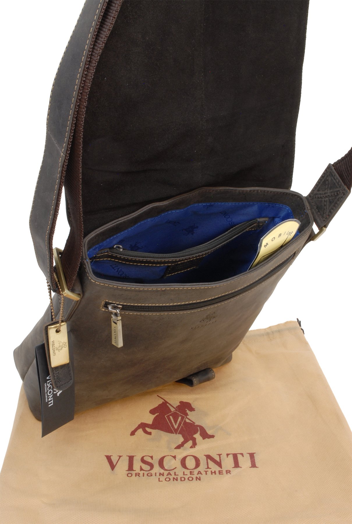 Visconti Hunters Bags 16071 Aspin borsa messenger in pelle marrone olio