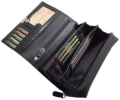 myledershop Damen Geldbörsen Grande portafoglio di pelle per donna portafoglio 5 colori RFID