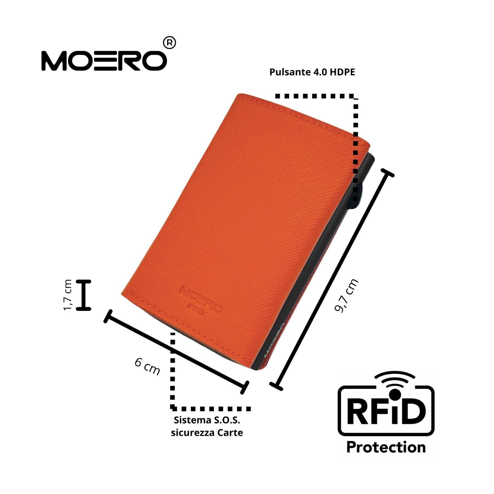 Moero Linea PRO PRO Saffiano Portafoglio Orange RFID senza zip