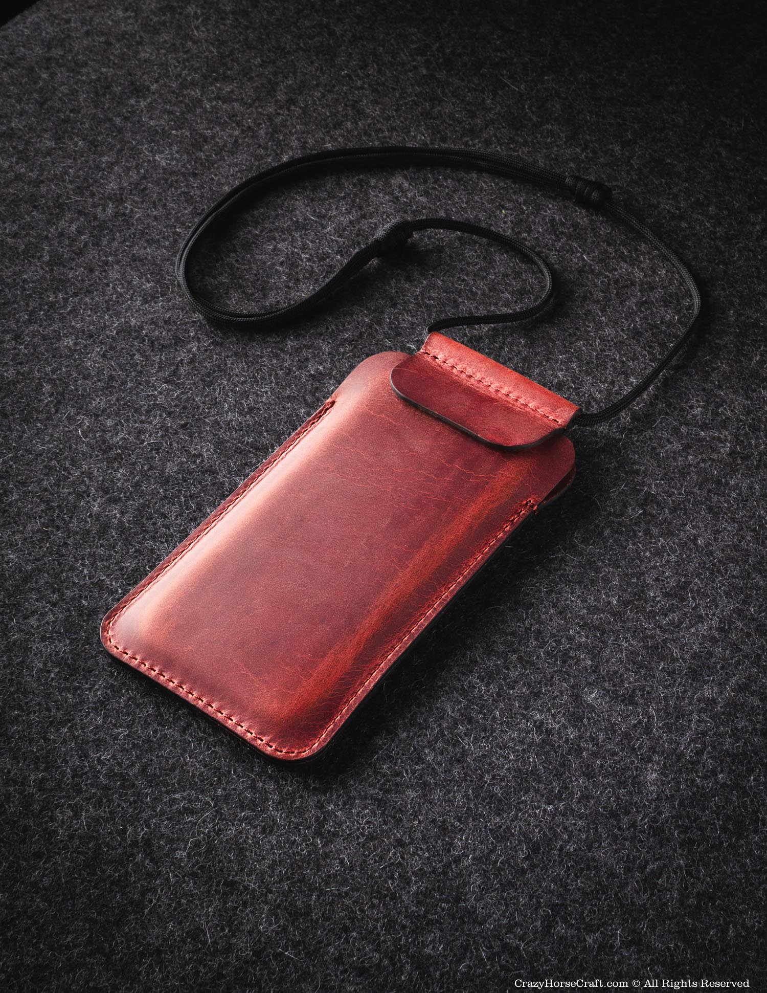 Crazy Horse Craft Phone Cases custodia iPhone con laccio Classic Brown