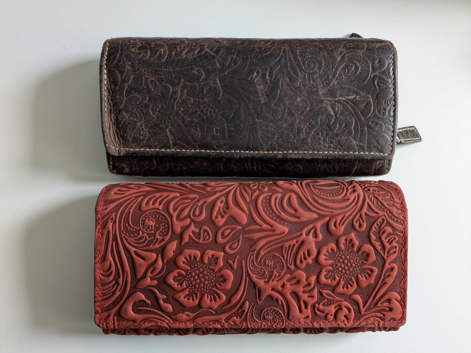 myledershop Damen Geldbörsen portafoglio grande marrone RFID