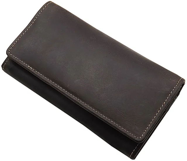myledershop Damen Geldbörsen portafoglio grande marrone RFID