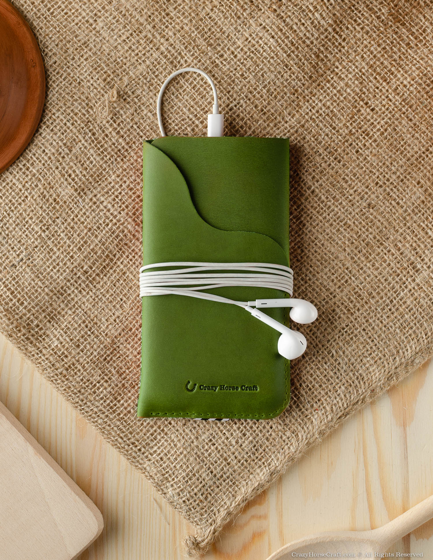 Crazy Horse Craft Phone Cases Leather Phone Case/Wallet custodia iPhone Alpine Green