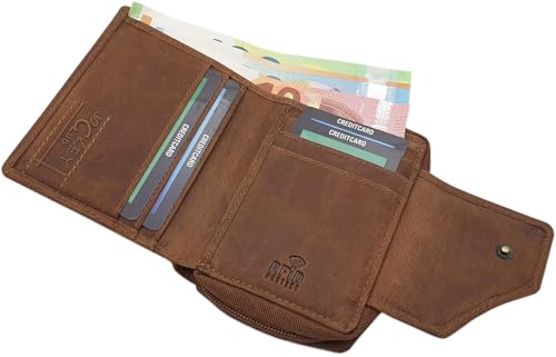 myledershop Damen Geldbörsen portafoglio piccolo donna pelle bufalo gatto RFID