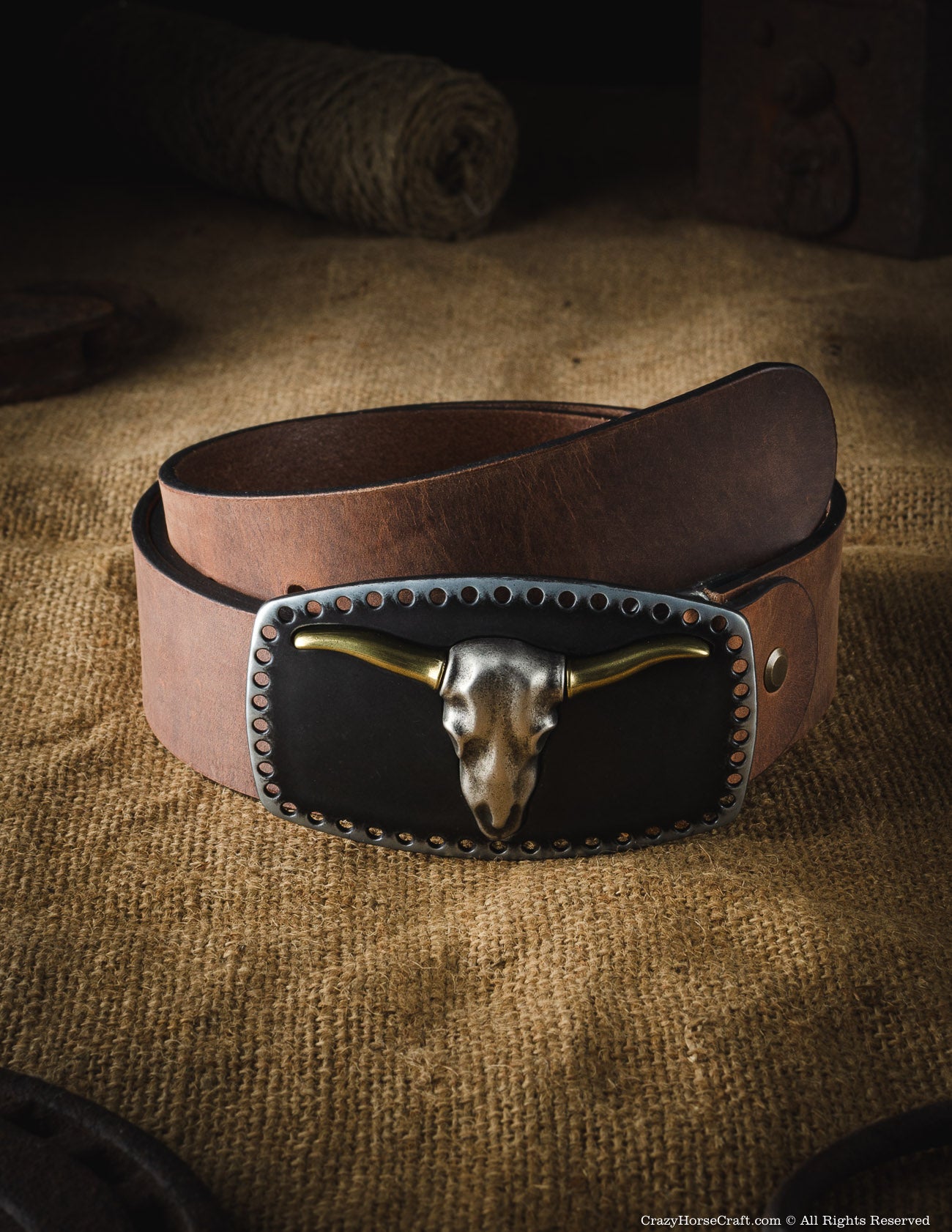Crazy Horse Craft Belts cintura in pelle marrone classico XS