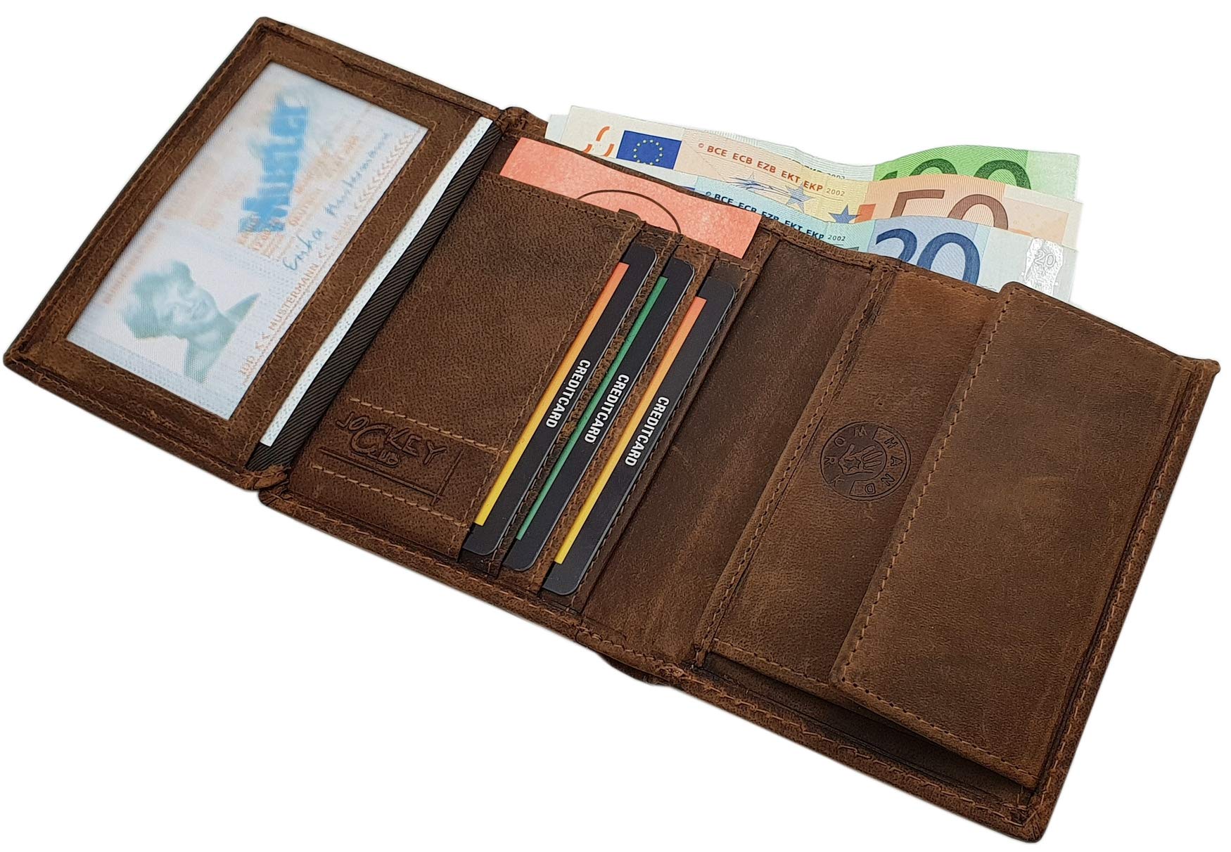 myledershop Herren Geldbörsen portafoglio pelle di bufalo marrone RFID