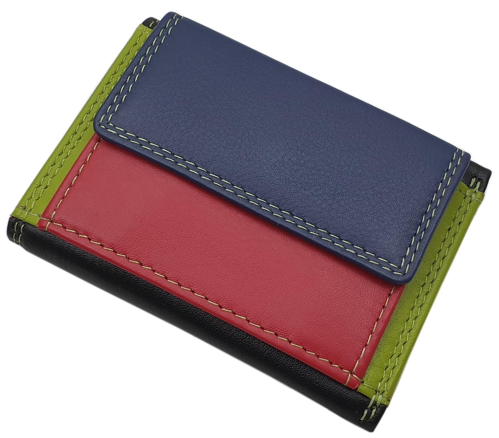 myledershop Damen Geldbörsen portafoglio donna piccolo RFID multicolore