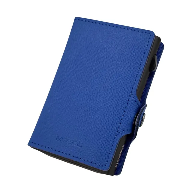 Moero Linea Classic Zip Saffiano portafoglio Blue Shock 4.0 RFID