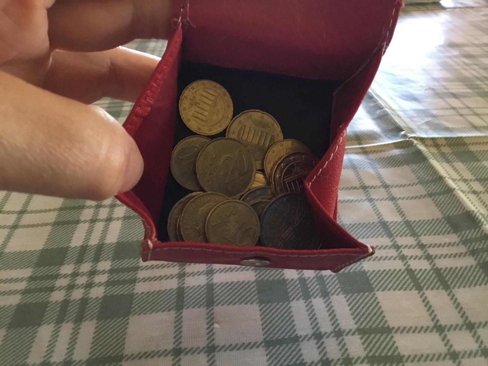 myledershop Münzbörsen Wiener Schachtel portamonete rosso in pelle di bufalo