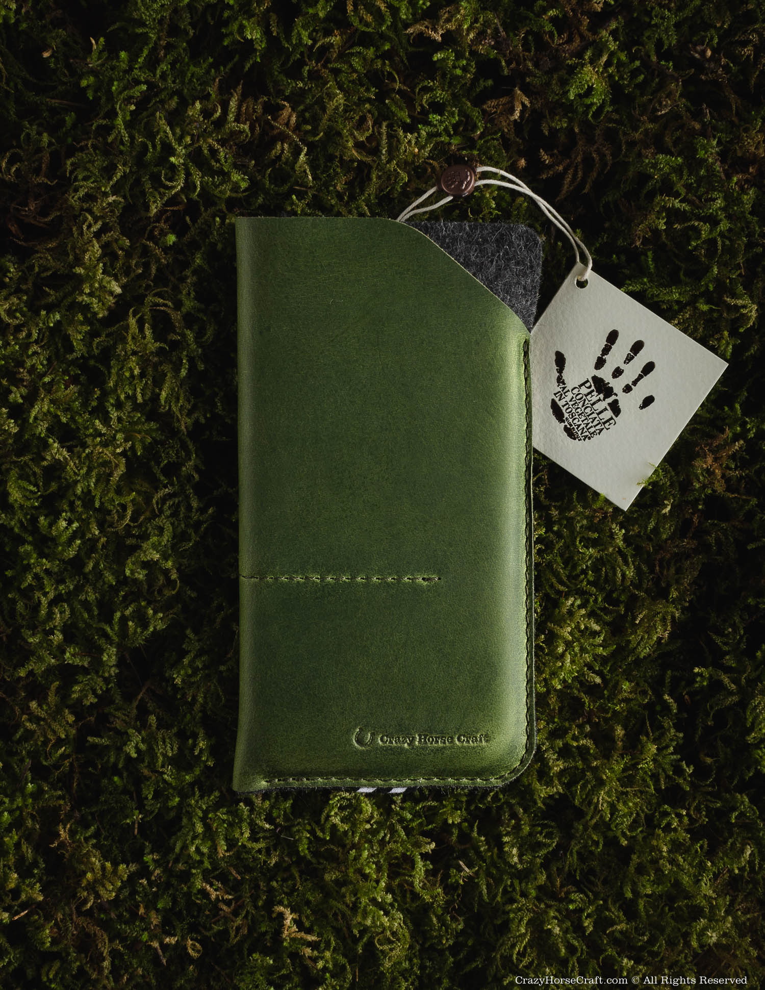 Crazy Horse Craft Phone Cases Leather Phone Case / Wallet with Card Pockets custodia iPhone Alpine Green