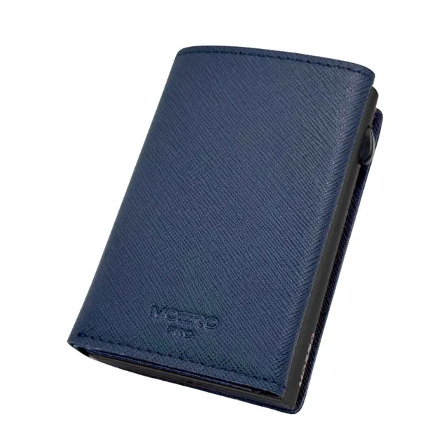 Moero Linea PRO PRO PLUS Zip Saffiano portafoglio blu navy RFID
