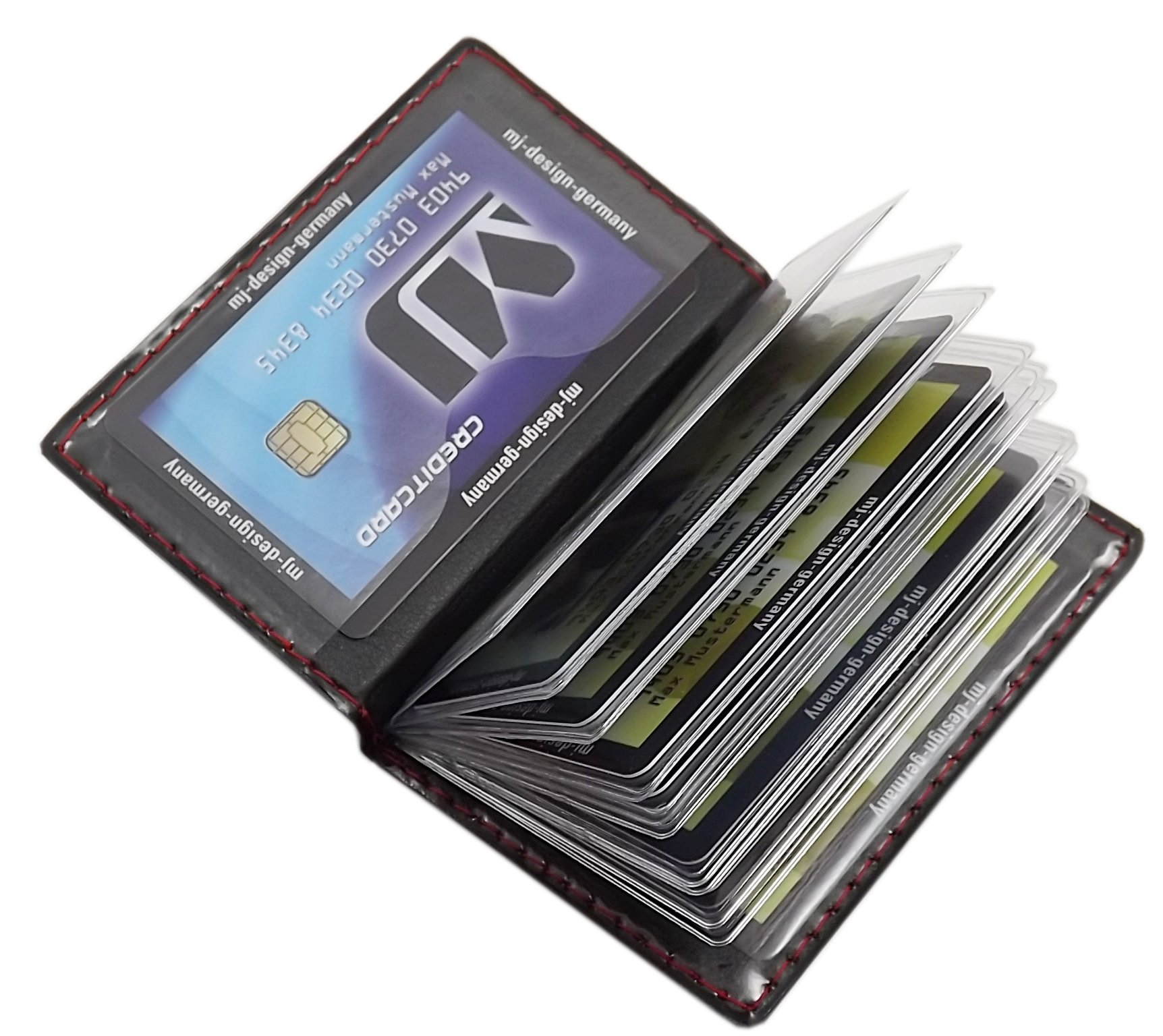 myledershop Kredit- und Visitenkartenetuis porta carte Design 4 nero