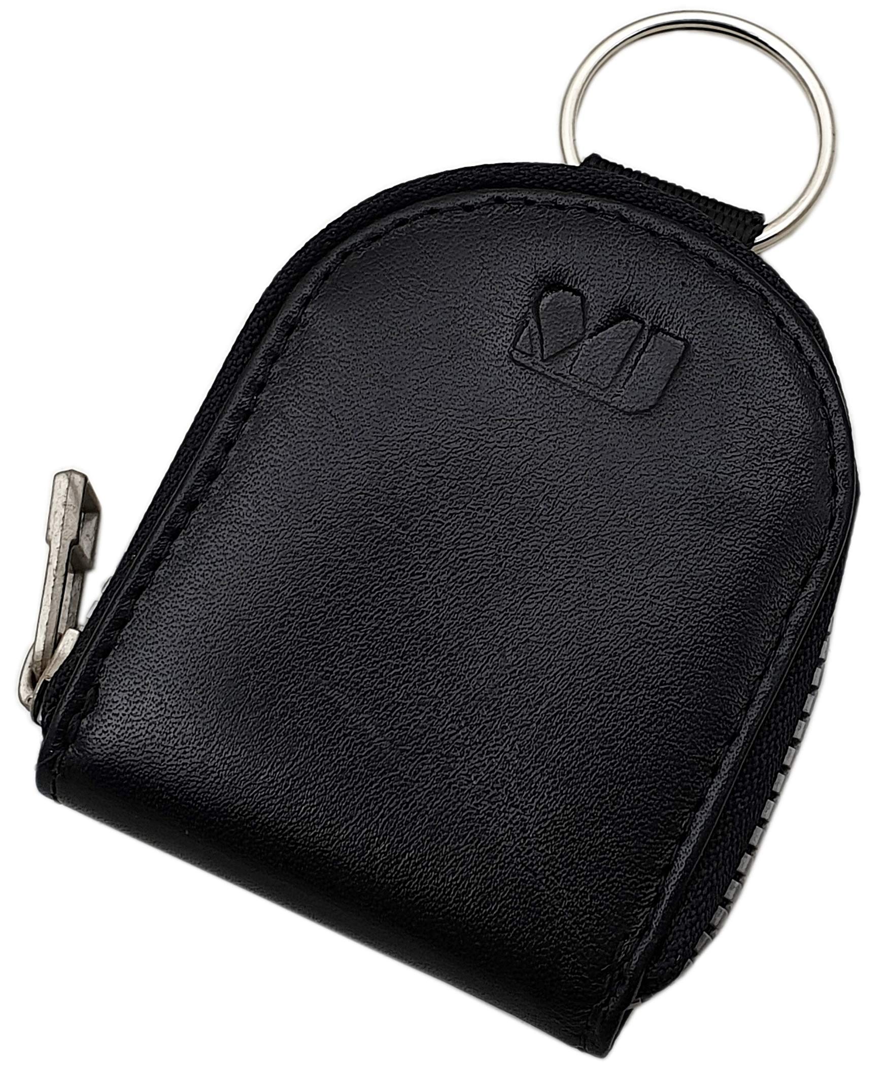 myledershop Schlüsseltaschen portachiavi con portamonete nero in pelle bovina