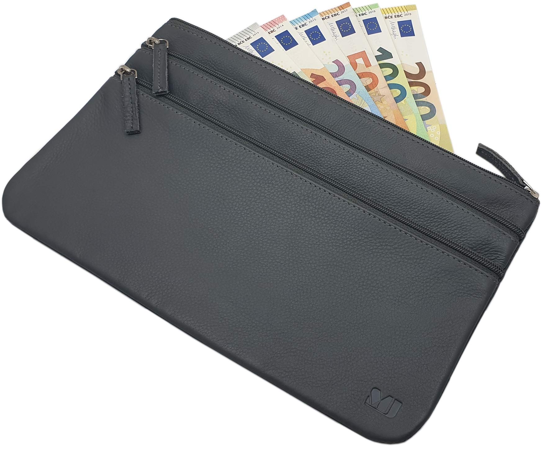 myledershop Banktaschen Grande DDDM portafoglio banca grigio 3 scomparti