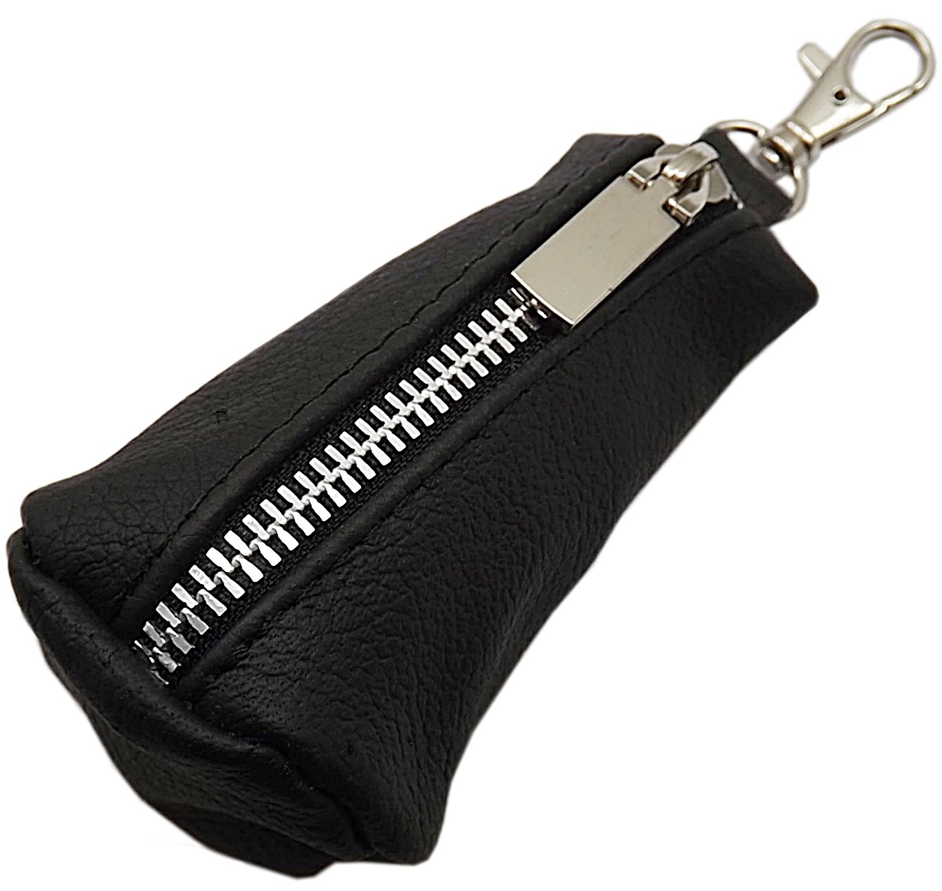 myledershop Schlüsseltaschen portachiavi in pelle nero con moschettone