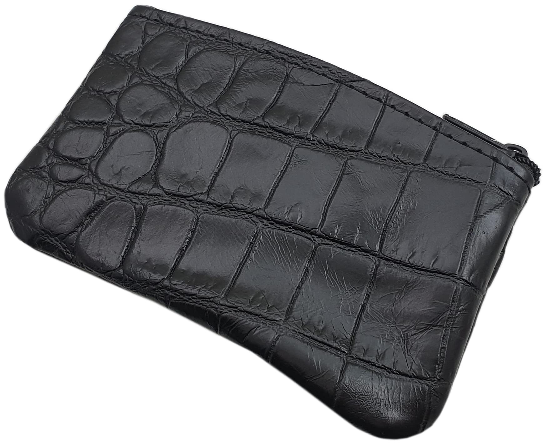 myledershop Schlüsseltaschen Portachiavi in pelle di vitello nera effetto coccodrillo