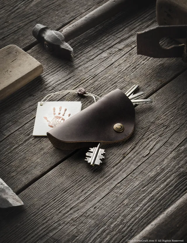 Crazy Horse Craft Key Holders portachiavi in pelle Wood Brown