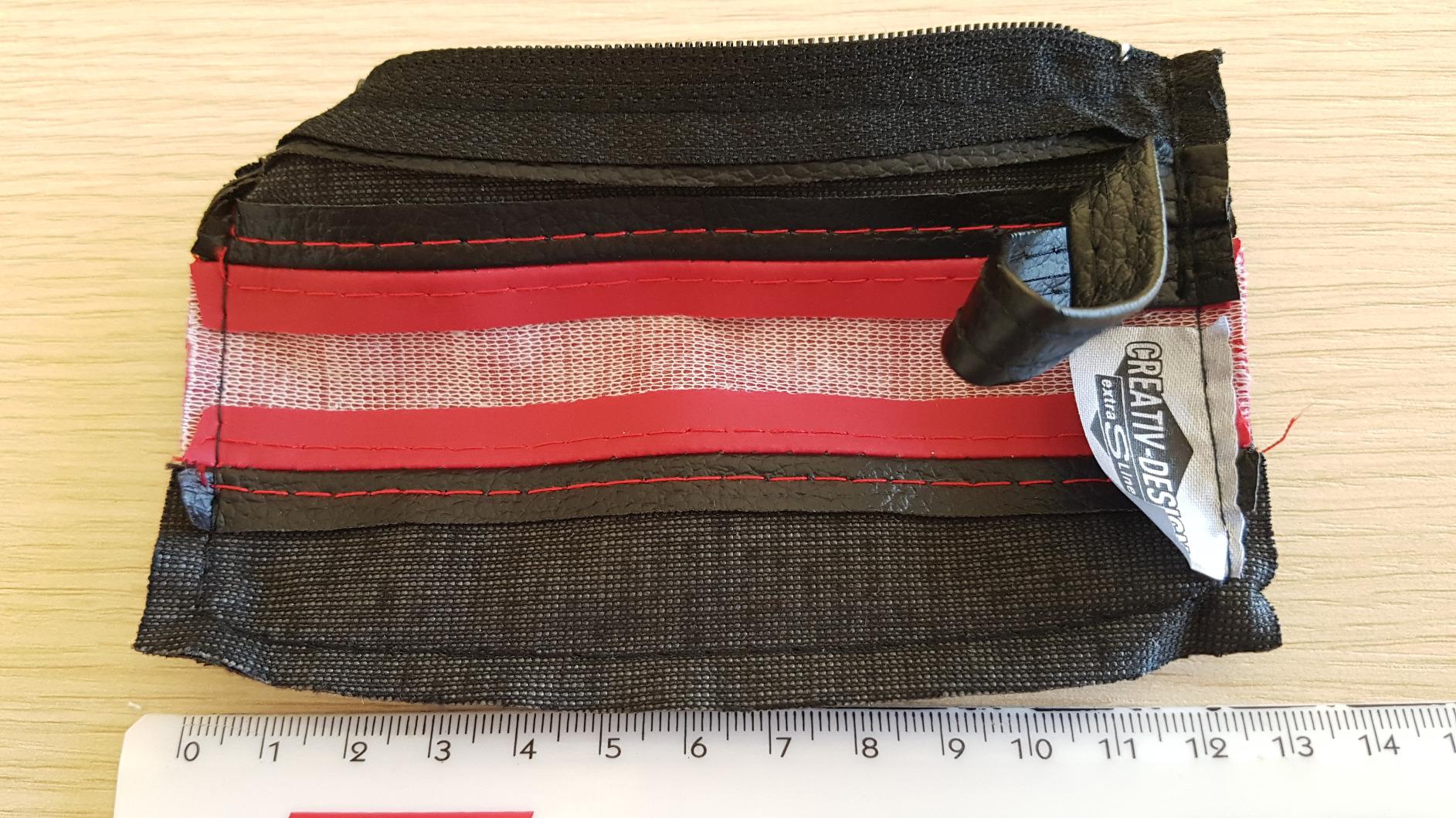 myledershop Schlüsseltaschen portachiavi con cerniera nero rosso