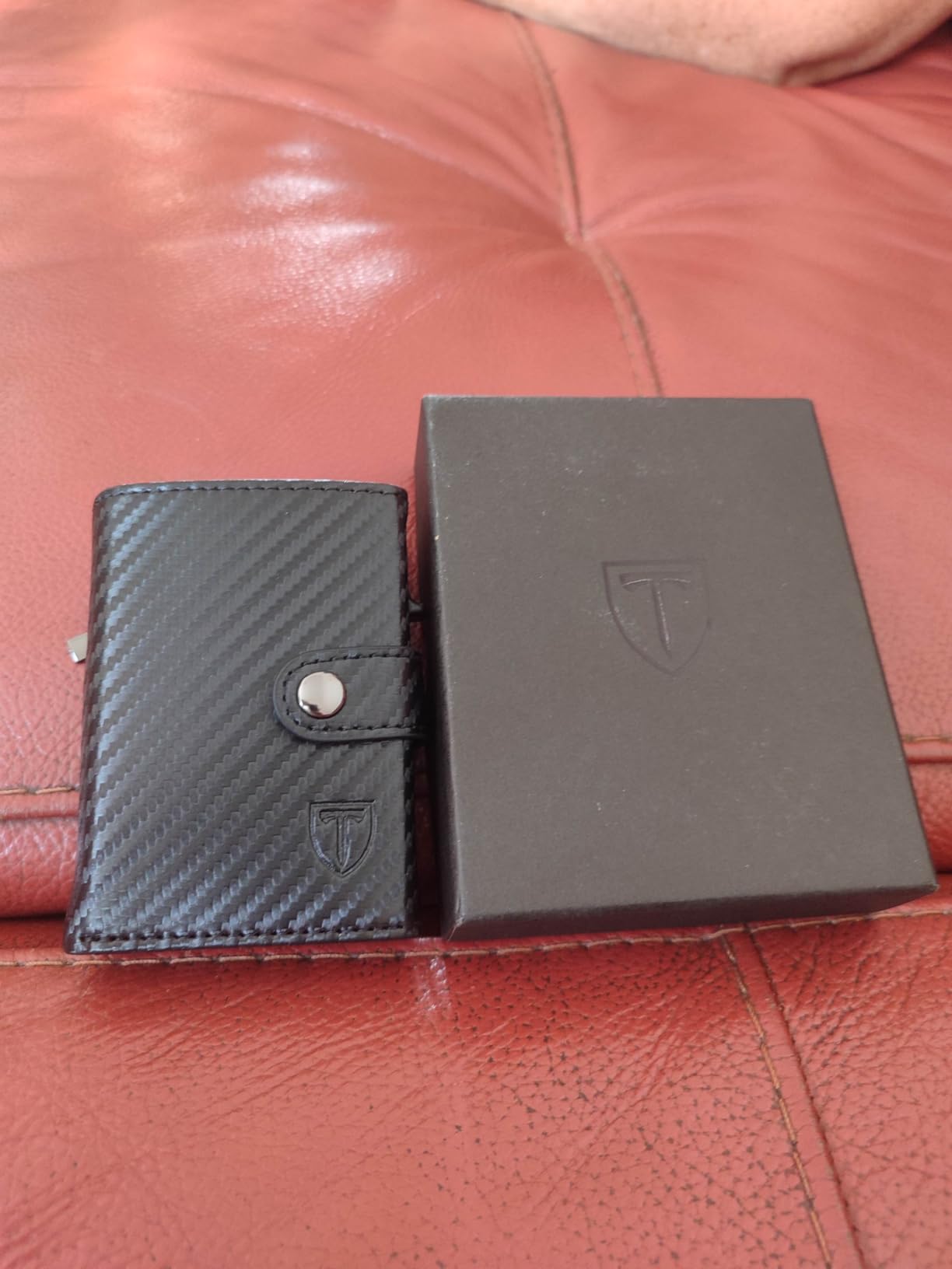 TENBST Card Holder portacarte uomo Nero/Arancione 10 carte RFID