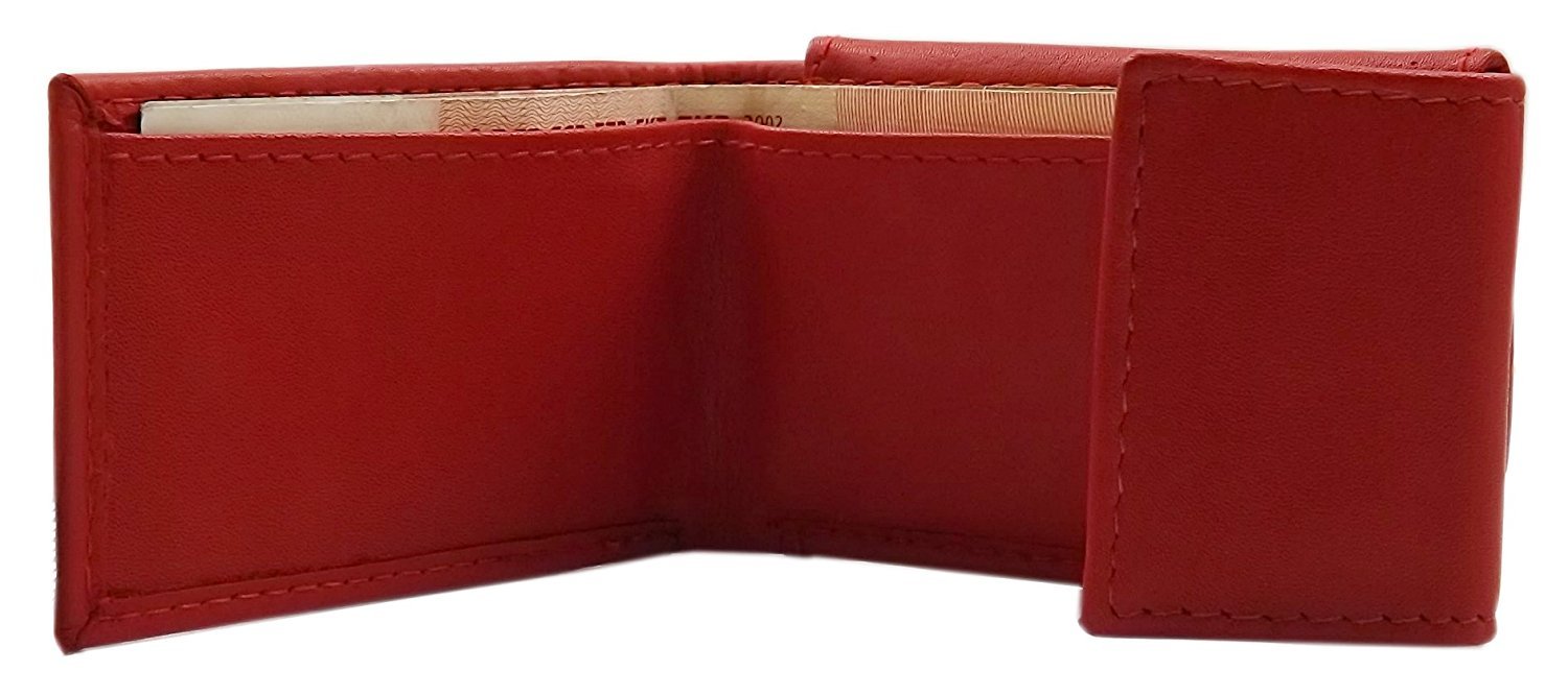 myledershop Herren Geldbörsen Piccolo portafoglio da uomo in pelle di vitello rosso