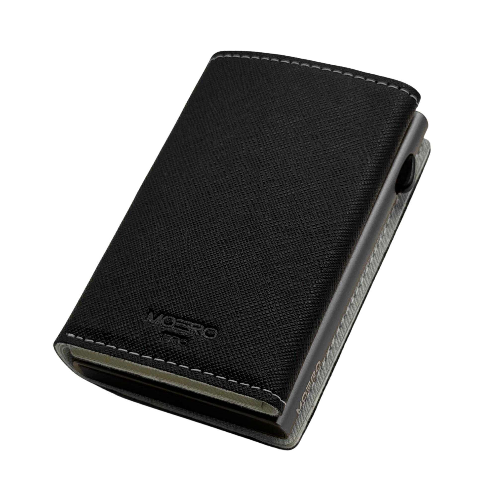 Moero Linea PRO PRO PLUS Zip Saffiano portafoglio nero e bianco RFID