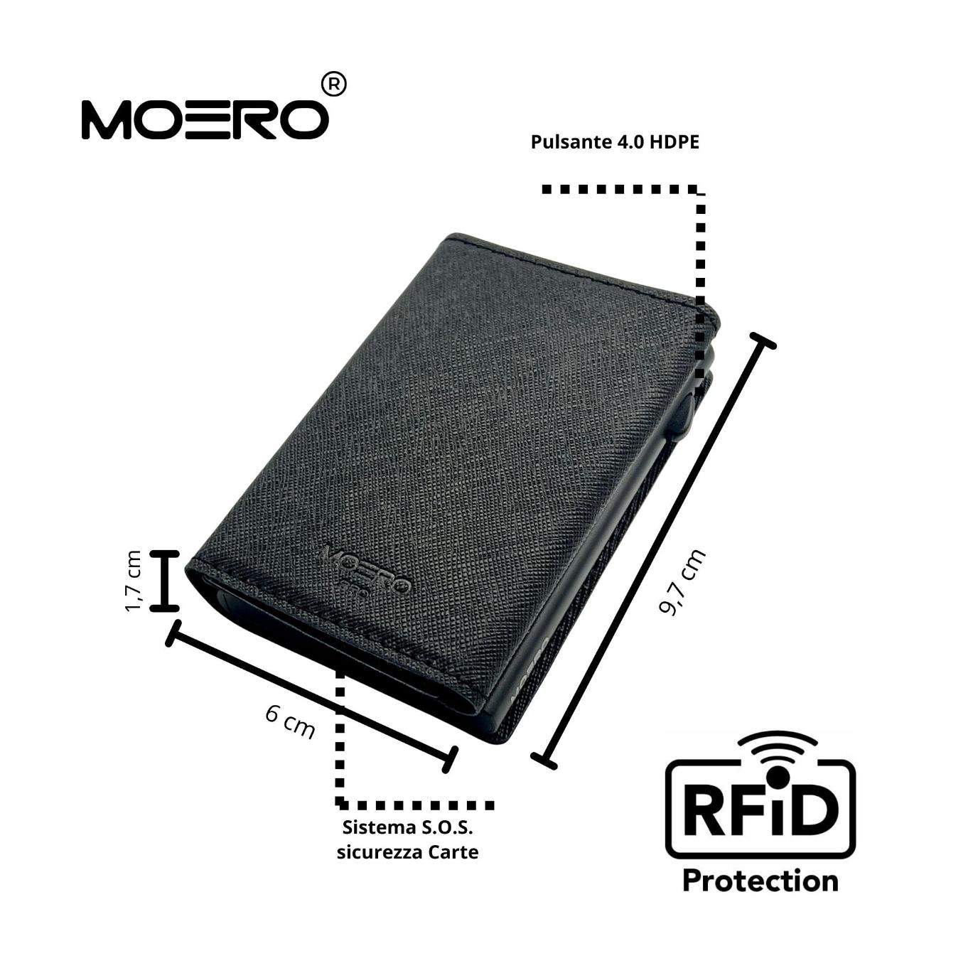 Moero Linea PRO PRO Saffiano portafoglio Nero RFID antigraffio