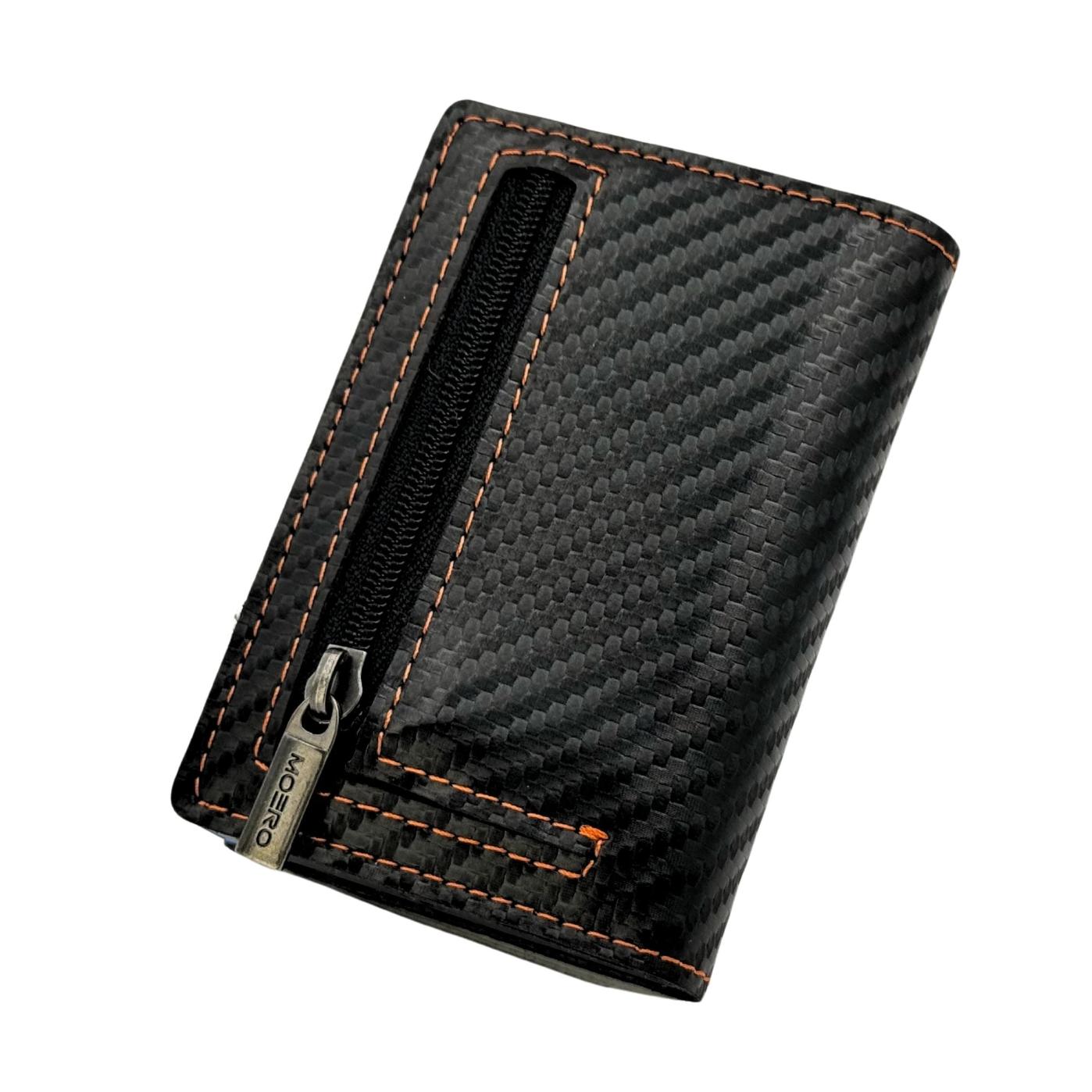 Moero Linea PRO Zip Carbon portafoglio Orange 4.0 con portamonete zip