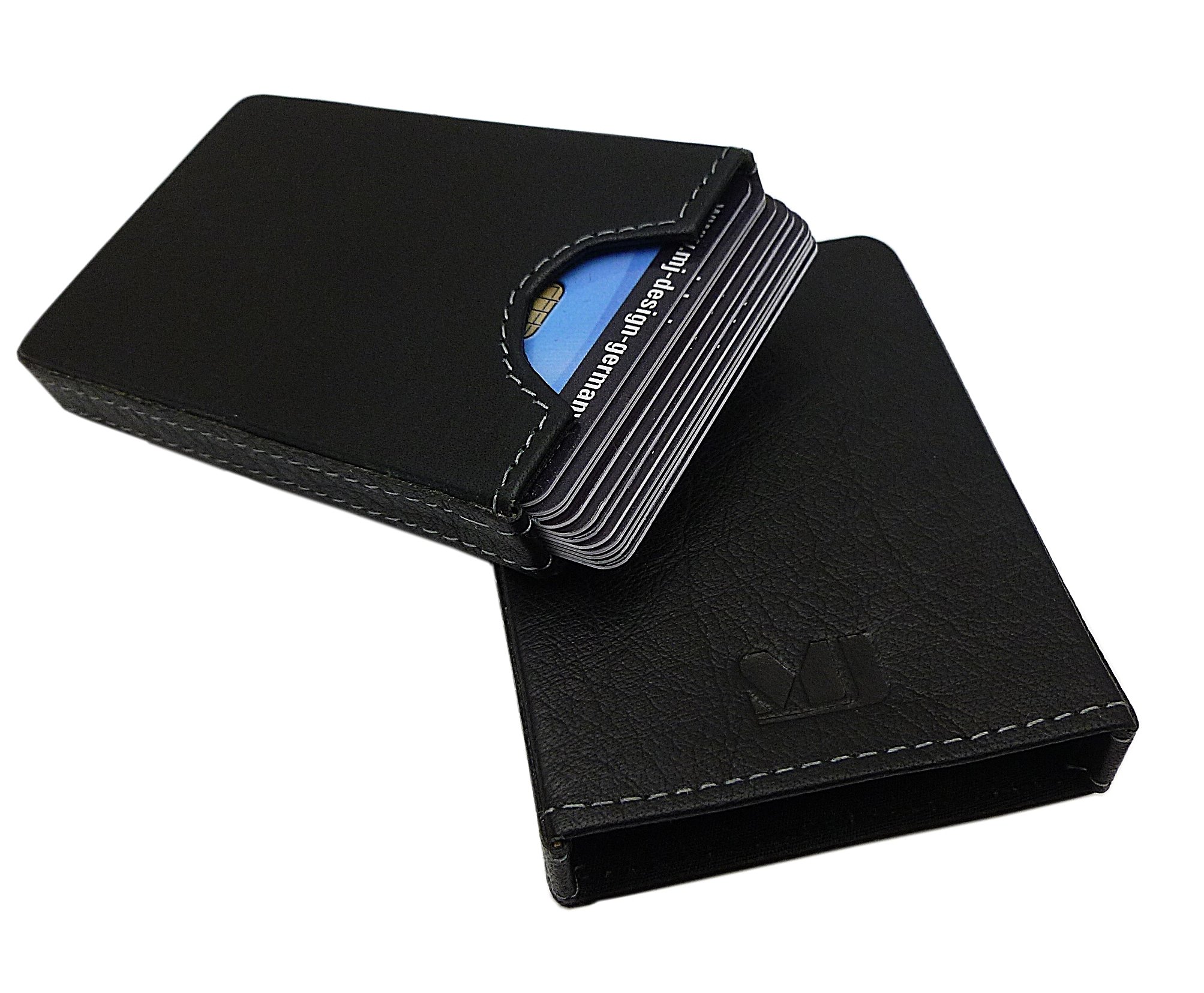 myledershop Kredit- und Visitenkartenetuis portacarte in pelle di bufalo nero