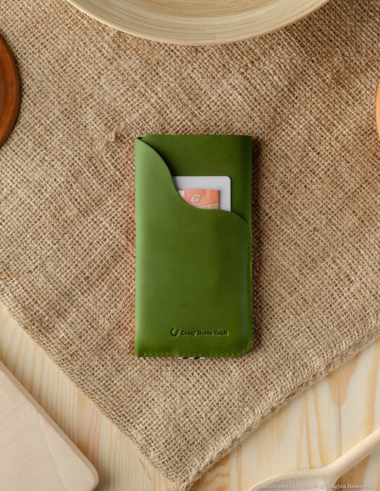 Crazy Horse Craft Phone Cases Leather Phone Case/Wallet custodia iPhone Alpine Green